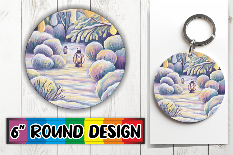 Cozy Circle Keychain Design PNG, Winter