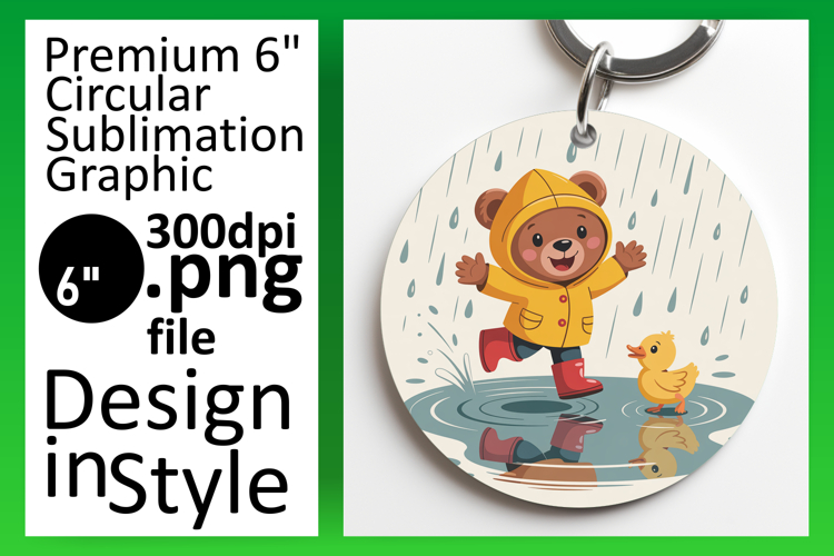 Artful Circle Design for Keychains , Cute Bear