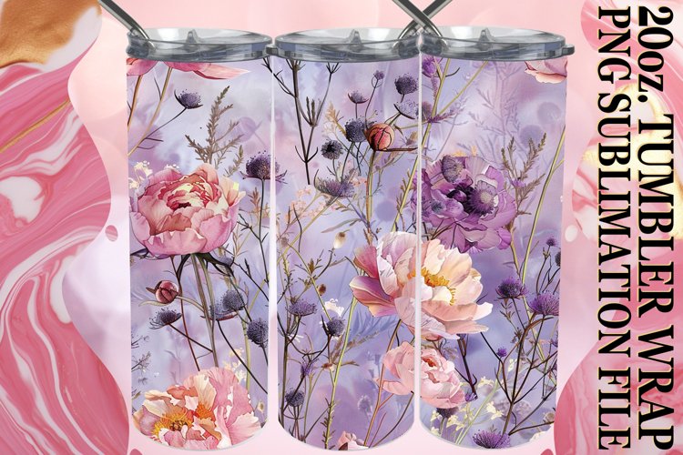 Colorful Flower Frenzy Tumbler, Vibrant Delight example image 1