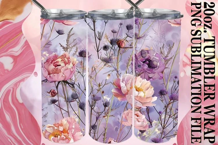 Colorful Flower Frenzy Tumbler, Vibrant Delight