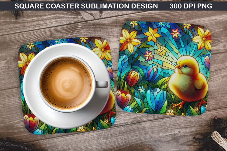 Chicks Coaster Sublimation, Easter Coaster PNG Design