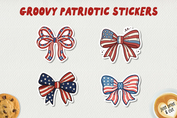 Groovy Patriotic Stickers PNG