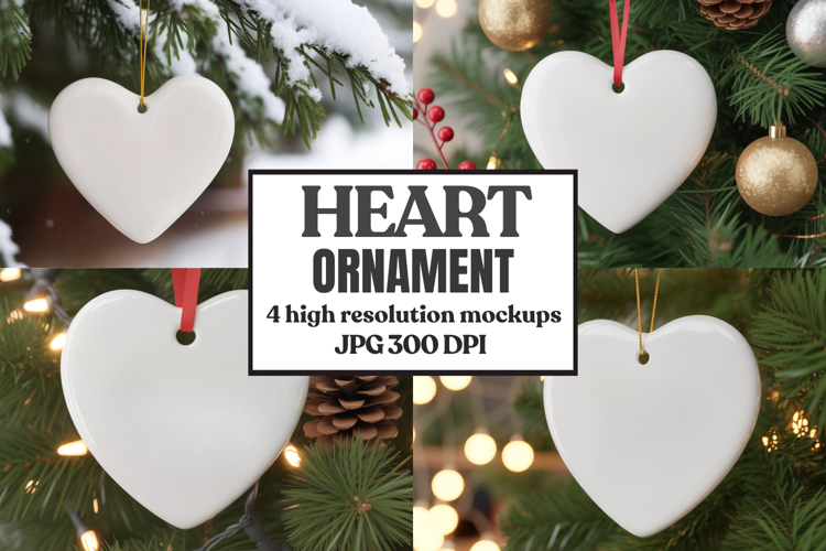 Christmas Love Heart Ornament Mockup | Holiday Hanging
