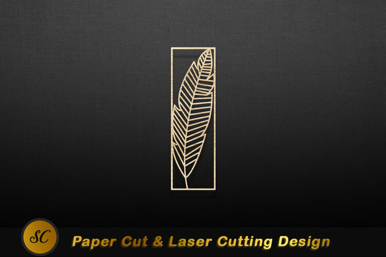 Golden Feather Laser Cut Design cutout intricate Laser cut example image 1