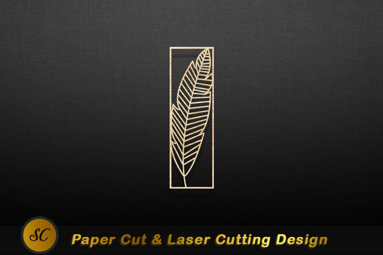 Golden Feather Laser Cut Design cutout intricate Laser cut
