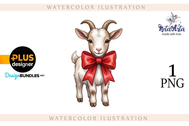 Christmas Goat in Watercolor Style example image 1