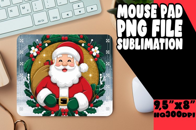 Cheerful Mouse Pad Sublimation Style, 3D Xmas