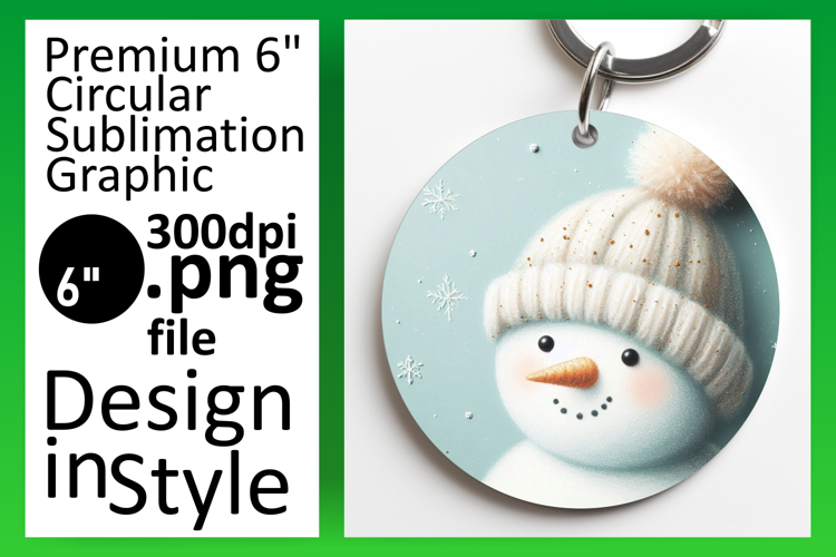 Stylish Round Design for Sublimation , Snowman