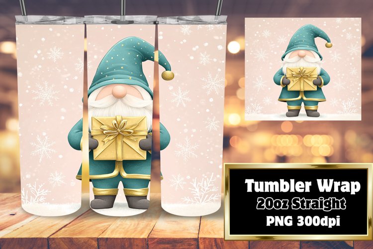 Watercolor Winter Gnome Wrap for 20oz Christmas Cups