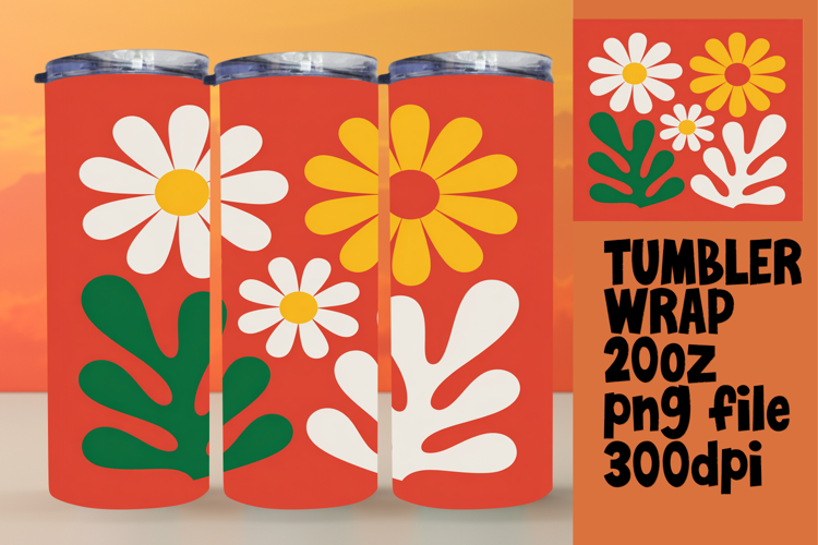 20oz Tumbler Template for Creative Minds , Flowers