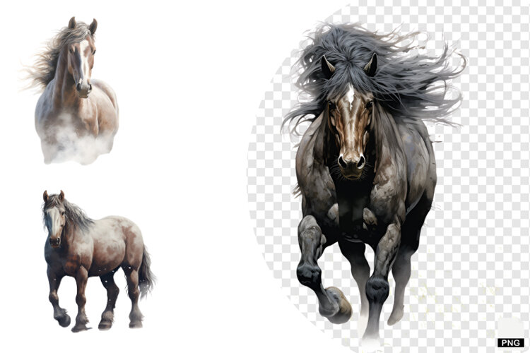 Watercolor Horse PNG example image 1