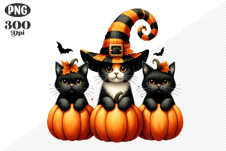 Halloween Cat And Pumpkin Sublimation - Clipart PNG Design