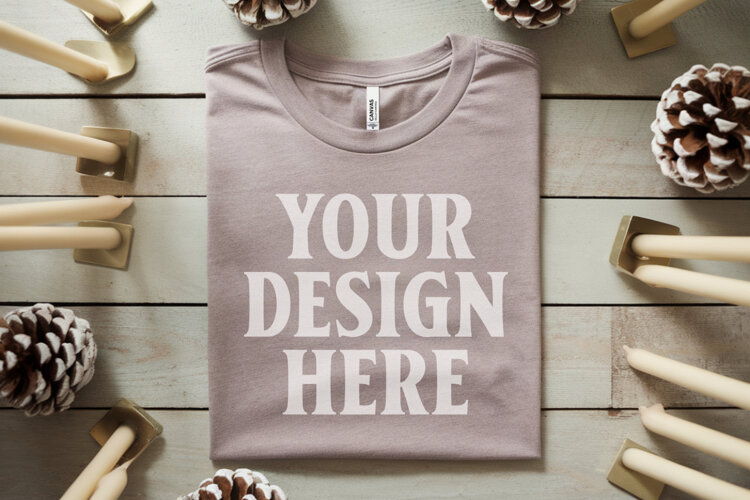 Christmas Bella Canvas 3001 Athletic Heather Folded Tshirt example image 1