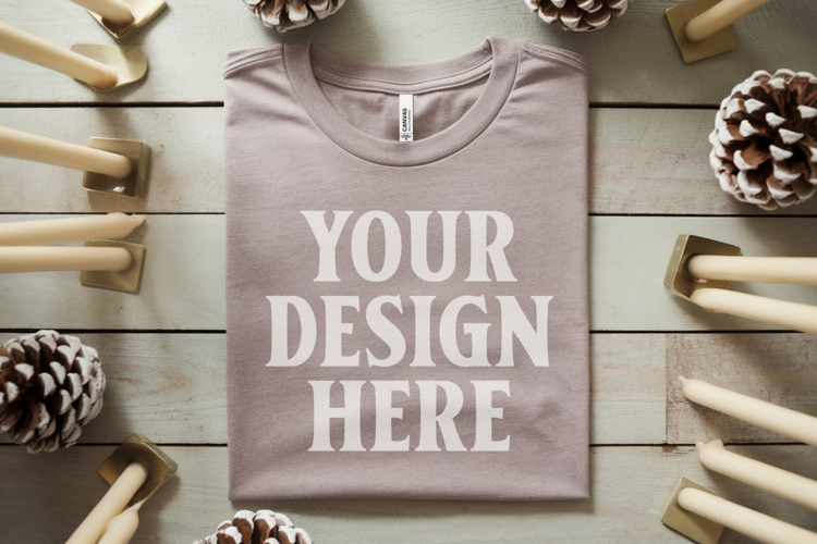 Christmas Bella Canvas 3001 Athletic Heather Folded Tshirt