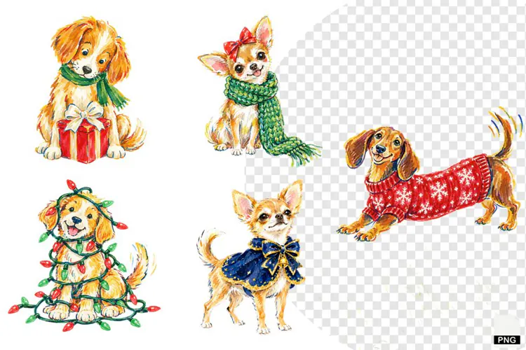 Christmas Dogs PNG