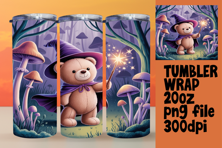 VIBRANT 20oz Tumbler Artwork for DIY , Cute Bear