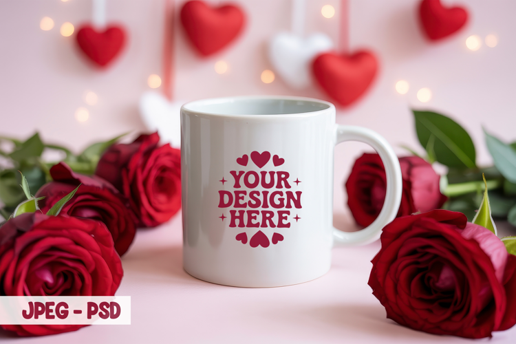 Valentine Minimal Mug PSD JPEG Mockup