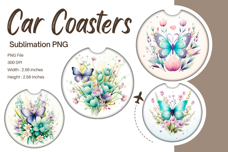 Butterfly Car Coasters Sublimation Accessories Keychain_76