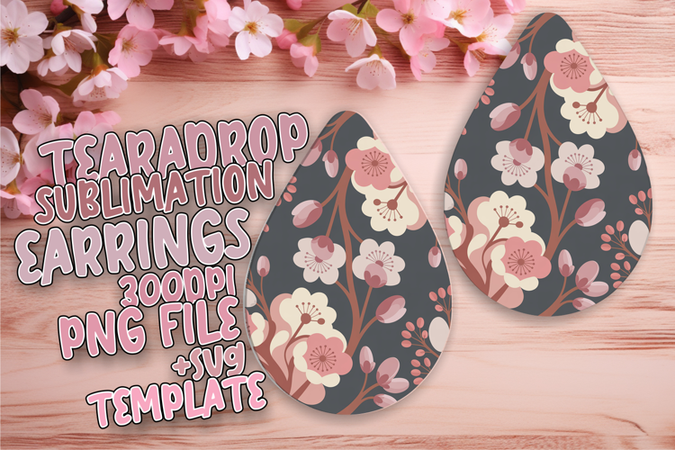 Vibrant Teardrop Earrings Design Template , Flowers