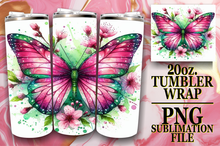 Whimsical views 20oz tumbler wrap, Butterfly
