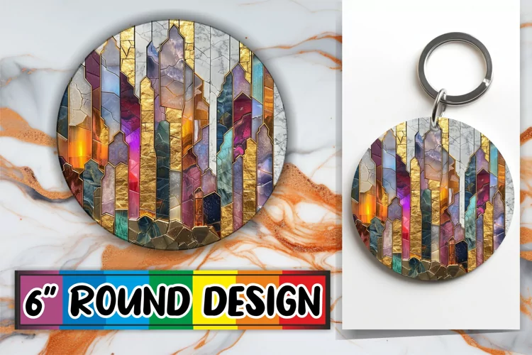 Luxe Landscape Keychain Delights: Golden Elegance