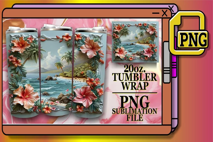 Flower Horizon 3D Tumbler Wrap 20oz