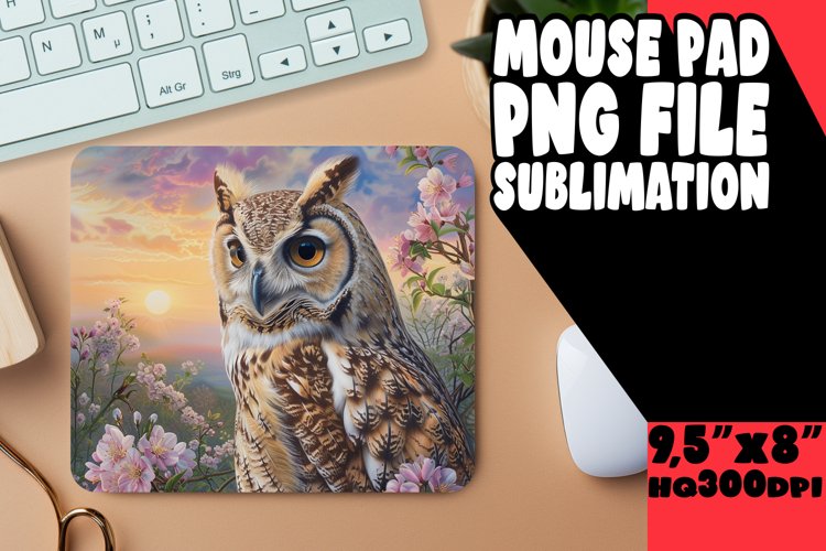 Mystical Owl Print Mouse Pad Series example image 1
