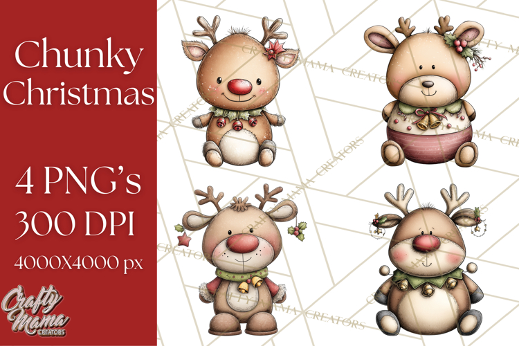 Chunky Watercolor Christmas Characters PNG