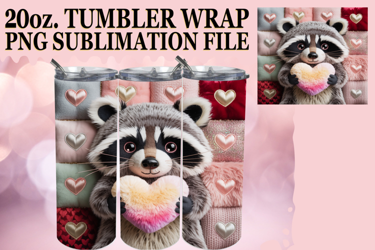 Vibrant Hearts 20oz tumbler wrap, Valenines Animals