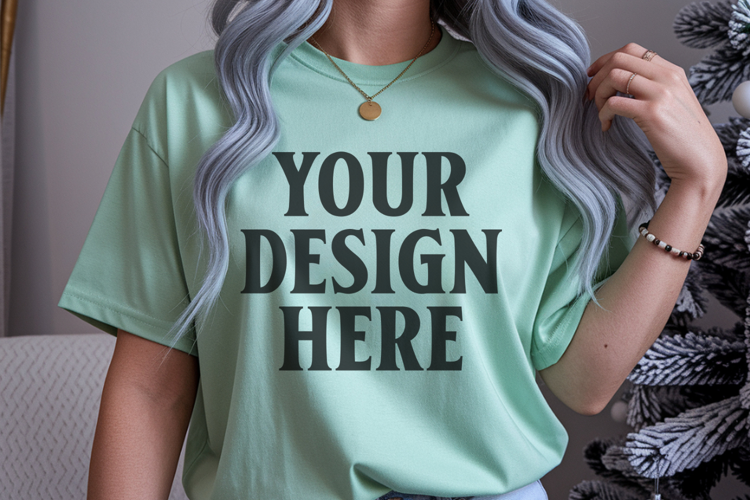 Bay Comfort Colors 1717 Christmas Shirt Mockup, Cozy Mockup