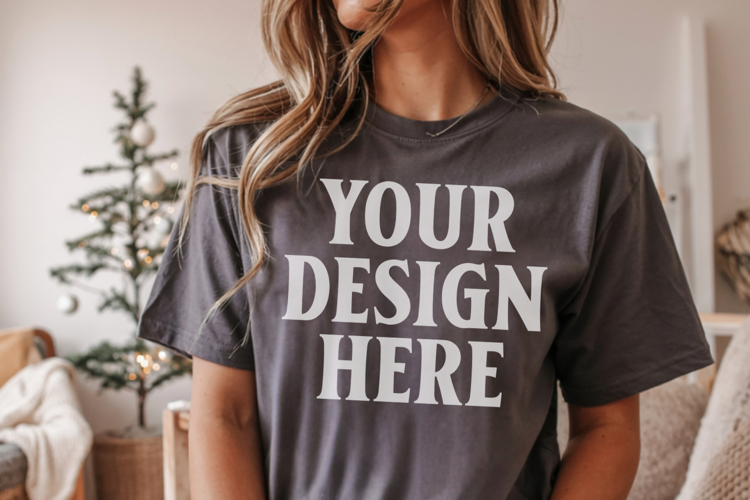 Christmas Comfort Colors 1717 Pepper T-Shirt Mockup Real