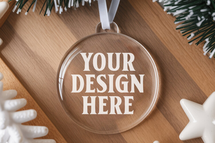 Acrylic Christmas Ornament Mockups , acrylic blank mockup example image 1