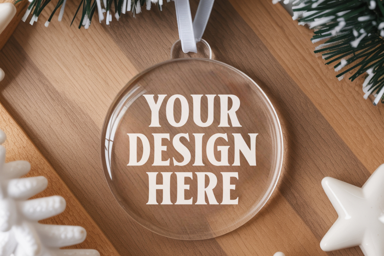 Acrylic Christmas Ornament Mockups , acrylic blank mockup