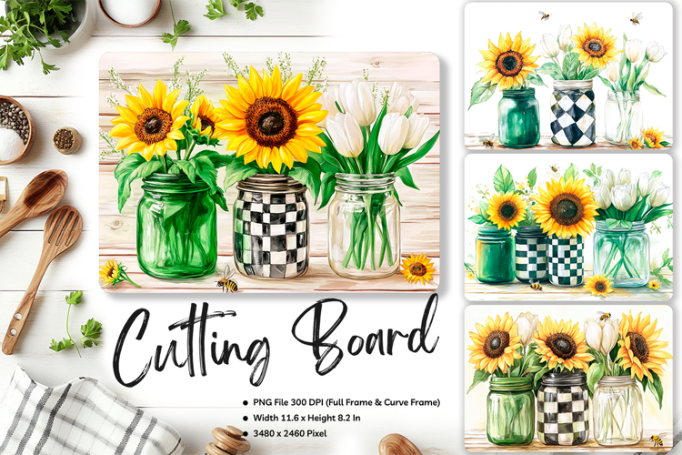 Sunflower Cutting Board Kitchen Chopping Board Sublimation76