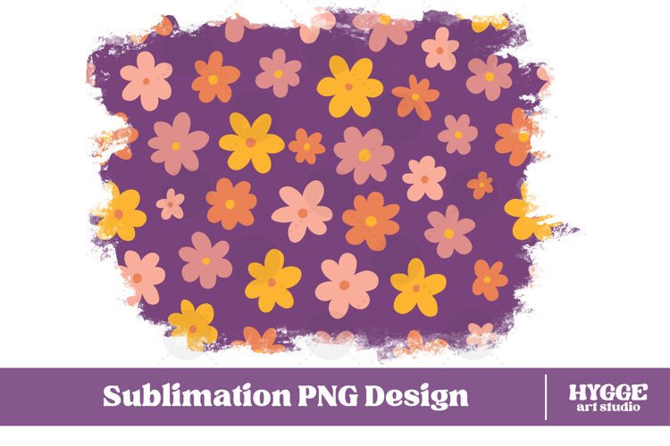 Retro Flowers Background Png Floral Paper Sublimation Splash