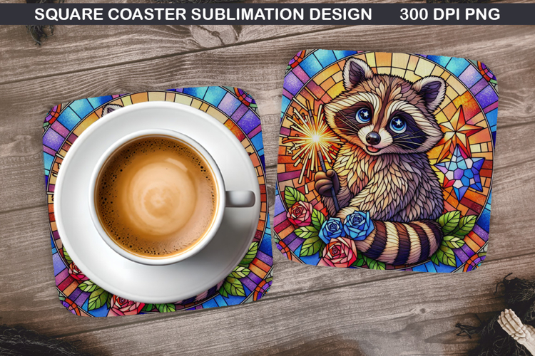 Raccoon Coaster Sublimation, 4th Of July Coaster PNG
