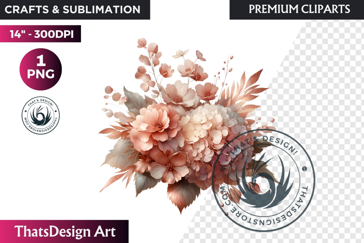 Ethereal Floral arrangements Clipart PNG Rose gold and blush