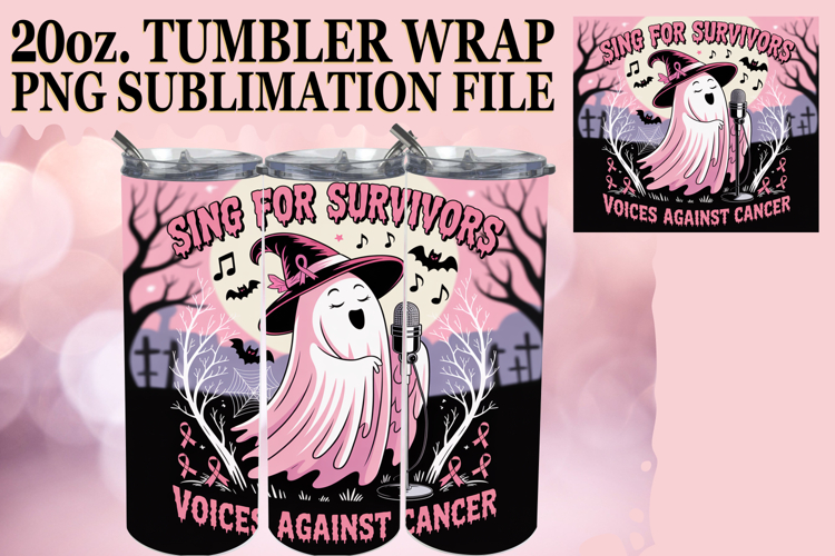 Blissful Moments 20oz tumbler wrap, Ghost Cancer