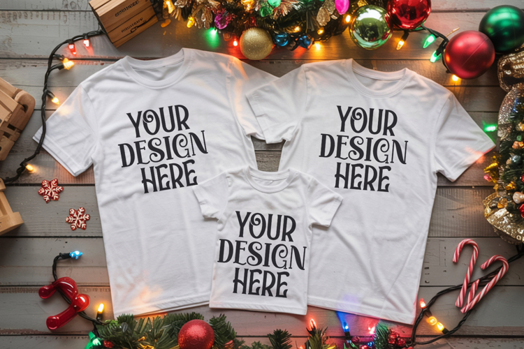 Christmas Family Matching Group Flat Lay Mockup