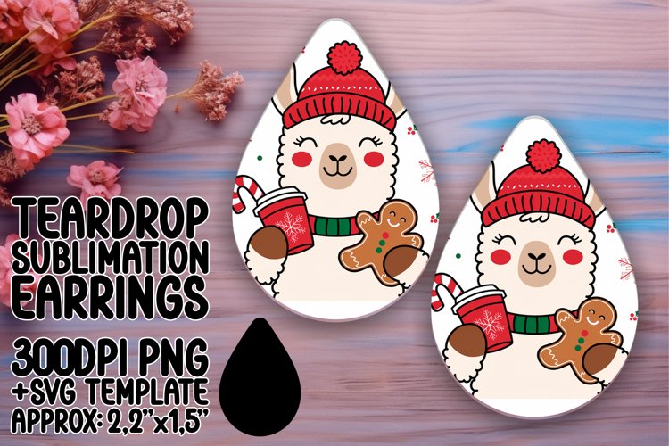 Vibrant Teardrop Earrings Template PNG , Christmas