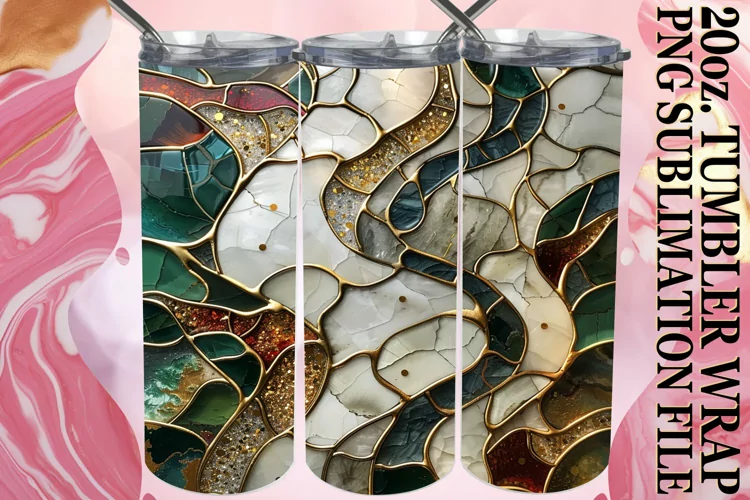 Golden Vista: Luxe Mosaic Sublimation Tumbler 20oz