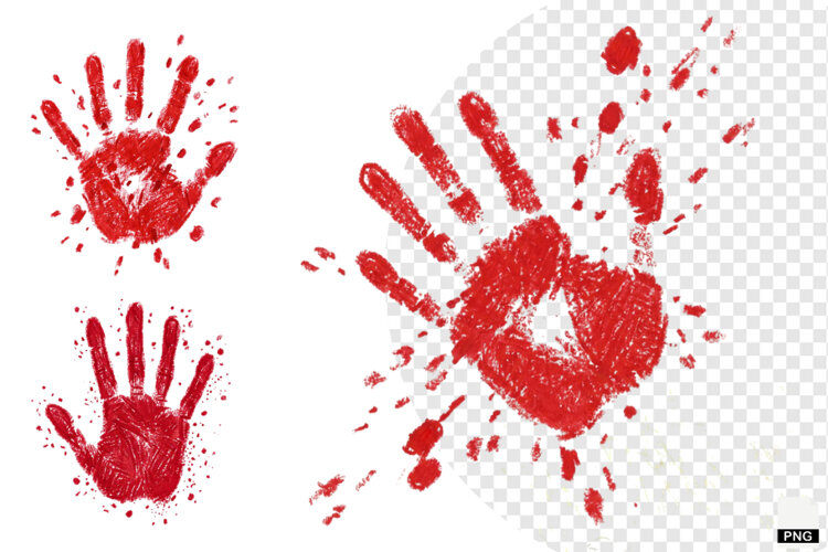 Halloween Red Handprints & Splatters PNG example image 1