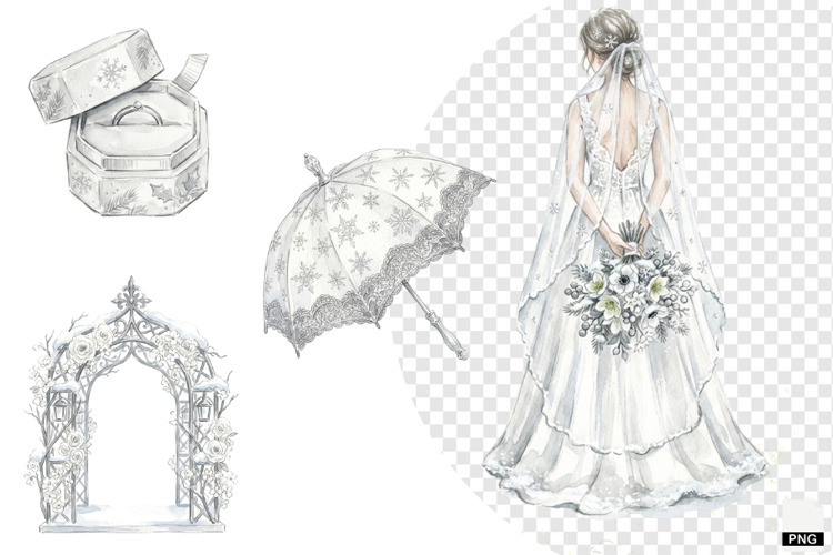 Snowy Romance Wedding Clipart