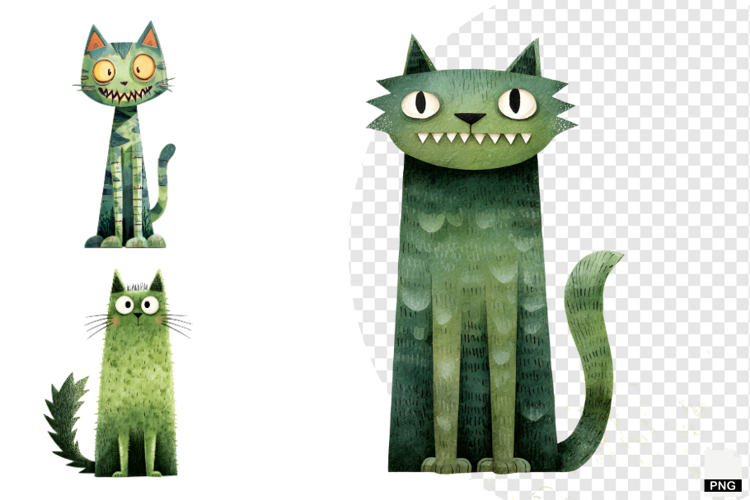 Green Zombie Cat Clipart