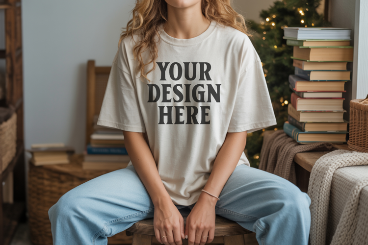 Ivory Christmas Comfort Colors 1717 T-shirt Mockup