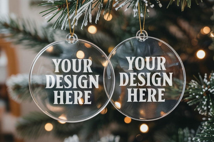 Acrylic Christmas Ornament Mockups | Clear Holiday Ornament