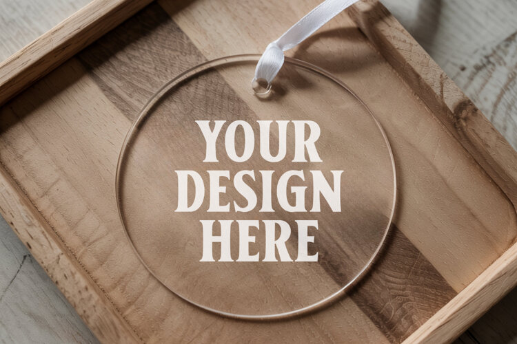Acrylic Christmas Ornament Mockups | Clear Round Holiday example image 1