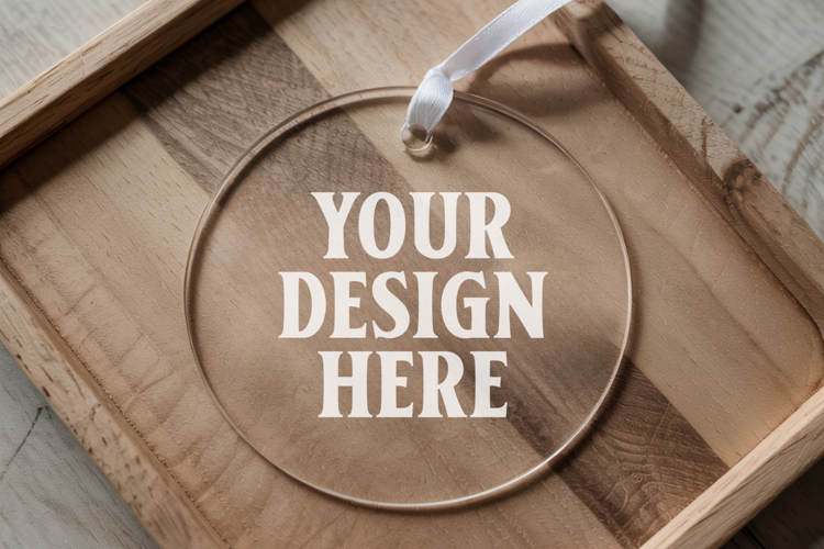 Acrylic Christmas Ornament Mockups | Clear Round Holiday