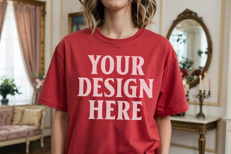 Comfort Colors 1717 Red T-Shirt Mockup