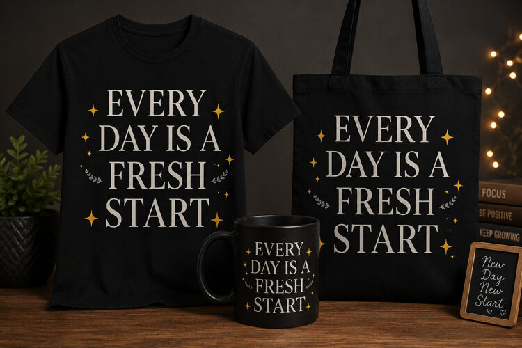Every Day Is a Fresh Start PNG, Inspirational Quote Design example image 1